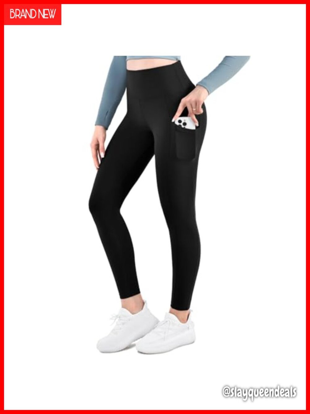 High-Waisted Yoga Leggings with Pockets 4-Way Stretch Ankle Length